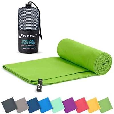 Image de Fit Flip Serviette Microfibre Sport Musculation Piscine compacte, Ultra légère et Rapidement sèche de Bain (60x120cm Vert)