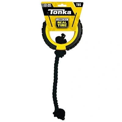 Image de Nerf Dog Mega Tread Corde à Tirer pour Chien Jouet léger Durable et résistant l&#039;eau 38,1 cm Les Races Moyennes Grandes Tailles Jaune/Noir