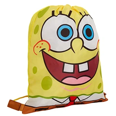 Image de SPONGEBOB SQUAREPANTS Sac de sport pour enfants garçons filles avec cordon serrage, jaune, taille unique