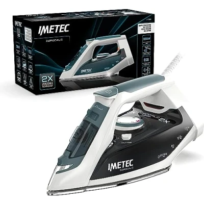 Image de Imetec Zerocalc Z1 2500 Fer à Repasser Vapeur 2200 Watts Avec Technologie Anti Calcaire, Plaque en Acier Inoxydable Haute Douceur &amp; 120g Économie d’Énergie Eco