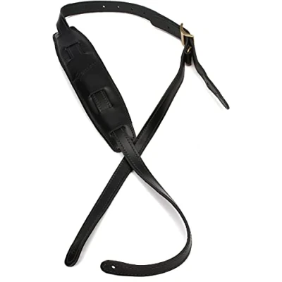 Image de Fender® »MUSTANG® VINTAGE SADDLE STRAP« Sangle en cuir pour guitare Version longue Couleur: Noir