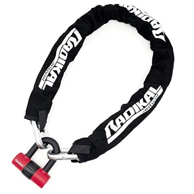 Image de RADIKAL RK7214 Chaîne Carrée Antivol Moto, Double Fonction, 120cm et Mini U Cadenas 14mm + Câble de Rappel