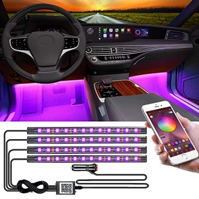 Image de YiLaie lumières intérieures de Voiture, Application Bluetooth, synchronisation Musique, Bande Lumineuse LED RVB avec Allume Cigare, kit d&#039;ambiance Multicolores pour Voiture