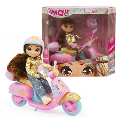 Image de UNIQUE EYES, Poupée de 25 cm Sophia, avec Leur Regard Qui Te Suit des Yeux, Scooter, Jouet pour Enfants dès 3 Ans, MYM113