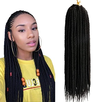 Image de (6Packs, 45.7cm) Senegal Box Crochet Braid Hair Tresses Sénégalaises Twist 3X Crochets Synthétiques Extensions Cheveux 20 Brins/pack (18 Pouces, 1B)