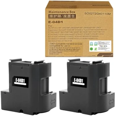 Image de T04D1 04D1 T04D100 C13T04D100 Boîtes de Maintenance Compatibles Cartouches d&#039;encre Usagées pour Epson ET M1100 M1120 M1140 M1170 M1180 M2120 M2140 M2170 M3140 M3170 2700 2750 2751 (2 Paquets)