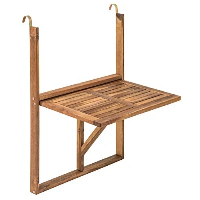 Image de Bois d&#039;acacia table suspendue pour balcon pliable, table, de balcon, 60 x 40 cm, suspendus