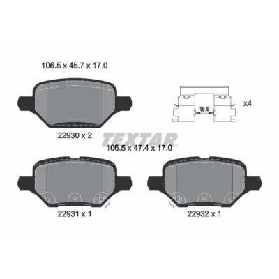 Image de TEXTAR 2293001 Jeu de plaquettes frein avec indicateur d&#039;usure accessoires OPEL: Mokka / X, VAUXHALL: X