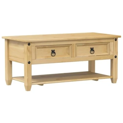 Image de vidaXL Table Basse avec tiroirs Corona 100x48x45 cm Bois de pin Massif, d&#039;appoint, Salon, d&#039;accent, Bout canapé