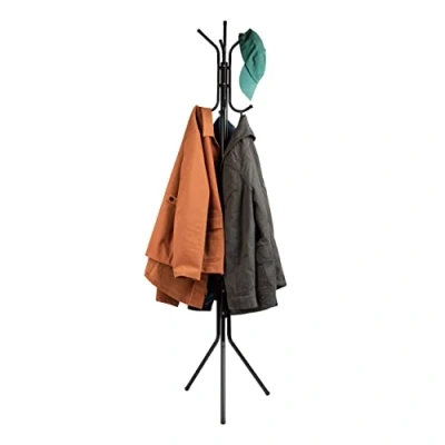 Image de Mind Reader Alloy Collection Portemanteau avec 8 crochets, métal, 37,5 x 41,9 175,3 cm (L l H), noir
