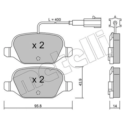 Image de METELLI Jeu de plaquettes frein contact signal d&#039;usure inclus 22 0324 3 FIAT: 500 portes, Panda II 5 C Cabriolet
