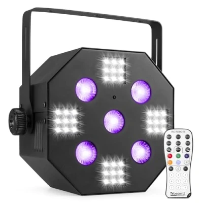 Image de BeamZ MULTIACE2 Jeu de lumière 2 en 1 RGB Projecteur UV et Stroboscope, Mode automatique &amp; Détection du son