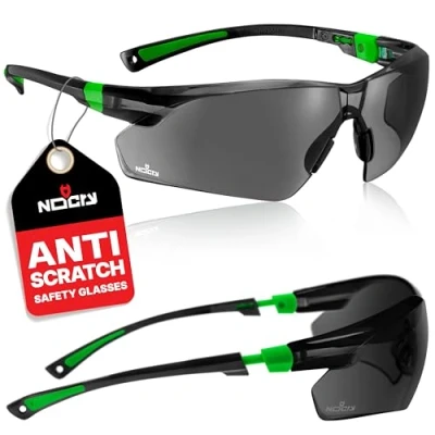 Image de NoCry Lunettes de soleil sécurité pour le travail et sport avec verres enroulables teintés verts poignées antidérapantes, protection UV 400, monture réglable, noir vert