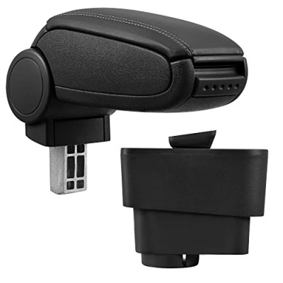 Image de pro.tec Accoudoir Central avec Compartiment rembourré Cuir synthétique Noir des Coutures Noirs