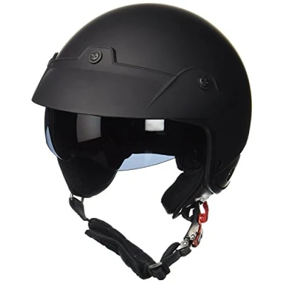 Image de Protectwear Casque jet, avec pare soleil pliable intégré et bouclier, noir mat, H740, Taille: M