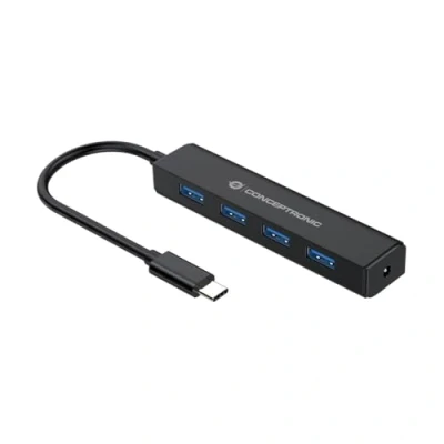 Image de Concentrateur (hub) CONCEPTRONIC Tipo c A 4 Ports USB 3.1 Noir Conforme à la norme Usb3.0