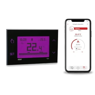 Image de thermostat VEMER avec carte SIM de données incluse, programmable intelligent application, configuration rapide Bluetooth, programmation hebdomadaire la chaudière