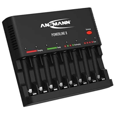 Image de ANSMANN Chargeur de Piles Powerline 8 (1 PCE) Intelligent pour 1 à rechargeabkes NiMH AA/AAA Auto avec Programme Charge et décharge
