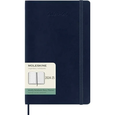 Image de Moleskine Weekly Planner 2024 2025, Agenda Hebdomadaire 18 Mois 2025 avec Espace Pour Notes, Couverture Souple et Fermeture Élastique, Format Large 13 x 21 cm, Couleur Bleu Saphir