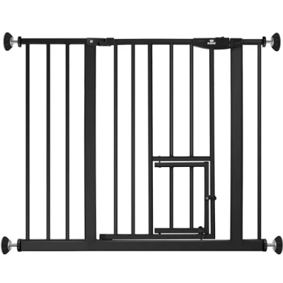 Image de KIDIZ® Barrière de Sécurité, d&#039;Escalier, pour Enfants, avec Portillon, Chiens et Chats, sans Percer, Extensible, Combinable des Broches en Y, Pivotante, 88 101 cm Noir