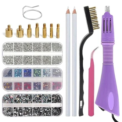 Image de Applicateur De Strass, Hotfix, 1 Kit Hot Applicator Tool avec 7 Embouts Dapplicateur pour L&#039;Artisanat En Tissu Diy Strass