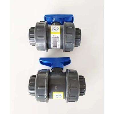 Image de Lot de 2 Vannes modèle 2020 Interplast 32mm à coller double union démontable 3,2cm / 32 mm PN16 PVC PRESSION