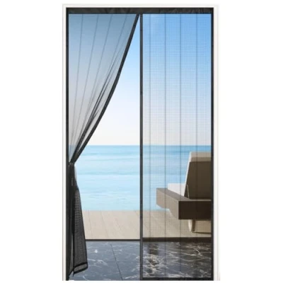 Image de MYCARBON Moustiquaire Porte Magnétique 140x240cm Fibre de Verre Maille Ultra Résistante Aimants Plus Puissants Baie Vitrée Coulissante Rideau Anti Mouches Aimanté avec Ruban Adhésif, Noir