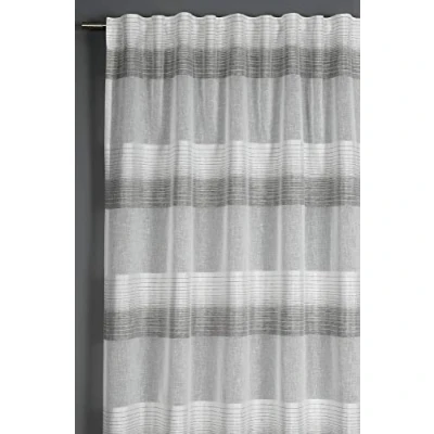 Image de GARDINIA Rideau avec oeillets, Voile Transparent à Rayures 3D, Translucide et Transparent, Gris, 140 x 245 cm