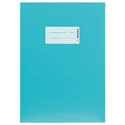 Image de HERMA 19769 protège cahiers, format A5, en carton turquoise, avec champ d&#039;inscription, papier solide et extra fort, cahiers d&#039;école, couleur