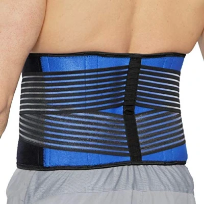 Image de NEOtech Care Ceinture lombaire en néoprène avec sangles de compression doubles, support au bas du dos Soutien vertèbres (Bleue et noire, Taille XXL)