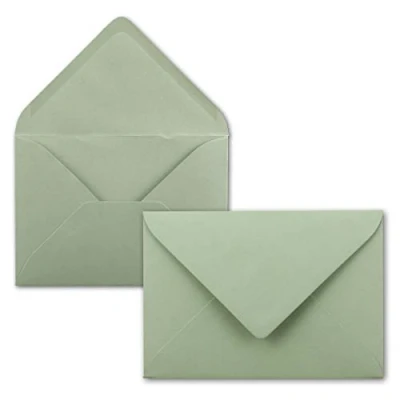 Image de Lot de 75 enveloppes B6 17,5 x 12,5 cm Vert eucalyptus Fermeture humide avec rabat pointu 120 g/m² Pour mariage, cartes vœux, invitations