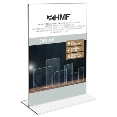Image de HMF 46920 Présentoir de Table Acrylique Double D&#039;annonce DIN A6 Format Portrait Transparent