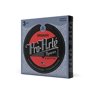 Image de D&#039;Addario Corde guitare classique Cordes Pro Arte Dynacore EJ45TT 3D aiguës en titane pour Normale, 3 Pack