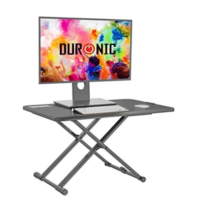 Image de Duronic DM05D24 Poste de Travail Informatique Assis Debout Bureau 74 x 47 cm Hauteur Ajustable 5 à 40 Espace Ergonomique Ultra Fin pour écran Clavier Souris Construction en Acier