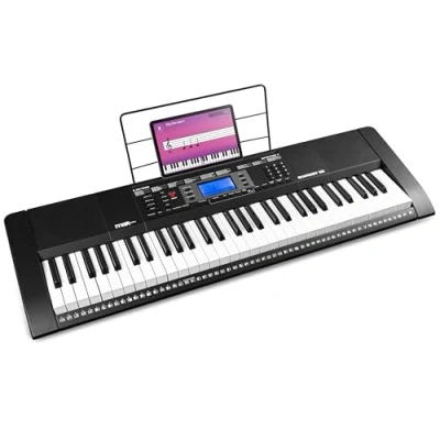 Image de Max Rhapsody61M Clavier Électronique, 61 Touches Sensibles à la Vélocité, Lecteur MP3 et Connexion MIDI, Deux Modes d&#039;Apprentissage, Haut parleurs Intégrés, Idéal pour Démarrer le Piano