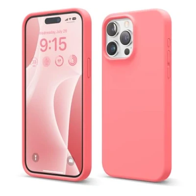 Image de elago Compatible avec iPhone 15 Pro Max, Coque de Protection intégrale en Silicone Liquide, Doublure Microfibre Douce Anti Chocs, Rayures (Rose)