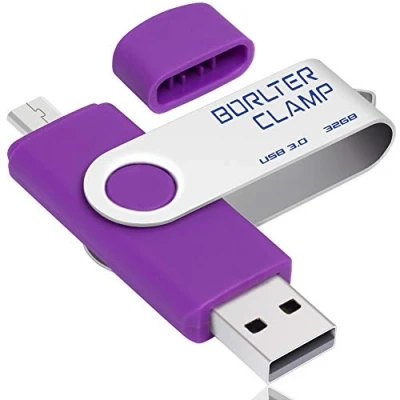 Image de Clé USB 32 Go, 2 en 1 OTG 3.0 Mémoire Stick, Pivotant U Disque avec Port Micro pour Smartphone Android, Tablette et Ordinateur Stockage Externe (Violet)