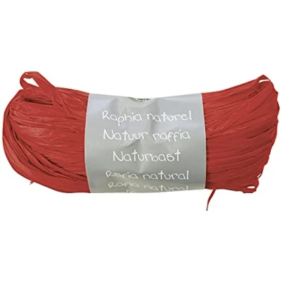 Image de Clairefontaine 196006C Pelote Raphia Rouge Ensemble de plusieurs fils Longueur 1m50 par fil 50g Loisirs Créatifs Emballage Cadeau DIY Multiples