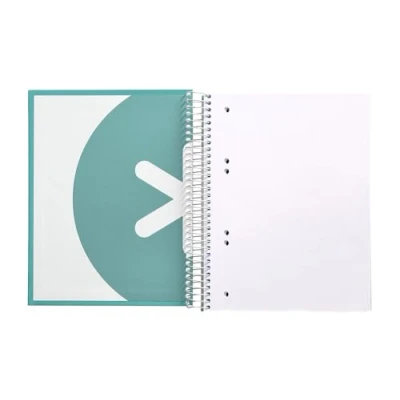 Image de Liderpapel Cahier à spirale A5 micro Antartik couverture doublée 120H 90 g uni 5 bandes 6 trous couleur menthe