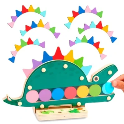 Image de Nene Toys Dino Affamé, Jouet Montessori en Bois pour Enfants de 2 Ans, Jeu Tri des Couleurs, Dinosaure Éducatif Enfants, Activité Éducative Préscolaire, Cadeau Garçons et Filles 3 Ans