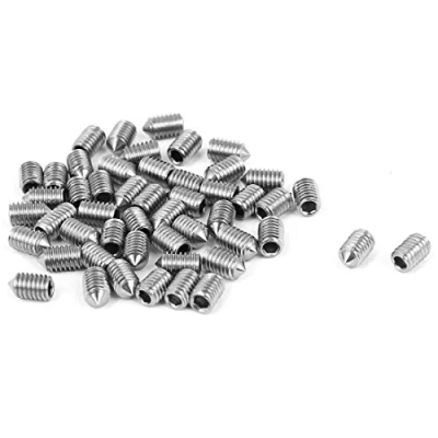 Image de sourcing map Vis Pointeau Conique pour Poignée de Porte Sans Tête hexagonale M3 x 5mm ton argent 50 pièces