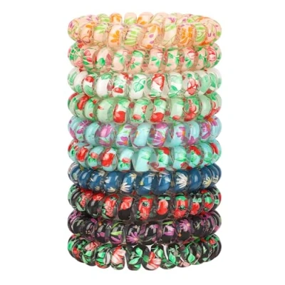 Image de JessLab Élastiques à Cheveux en Spirale, 10Pcs Assortis Sans Trace Spiral Hair Ties, Mignon Plastique Bobines de Queues Cheval Supports, No Damage Accessoires pour Filles Femmes