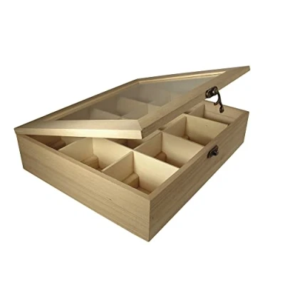 Image de Rayher 6241500 Boite à Thé en Bois 12 Compartiments de Rangement pour Vos Condiments, Sachets Thé, épices, café dosettes Décorer Idéale Toute Décoration Créative