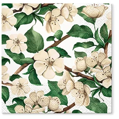 Image de Tete a Lot de 20 serviettes en papier 3 plis Motif floral 33 x cm (Fleurs pommier)