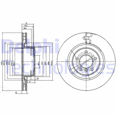 Image de DELPHI BG9009C Disque de frein 360 30 5 ventilé revêtu non traité sans roulement roue, bague ABS LAND ROVER: Range Rover Sport, 3