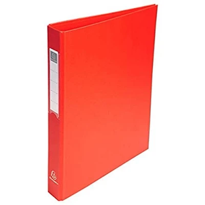 Image de Exacompta réf. 51385E Carton de 10 classeurs rembordés PP 4 anneaux ronds diamètre 25 mm Dos 40 Dimensions extérieures : 32 x 25,5 cm Format à classer A4 Coloris rouge