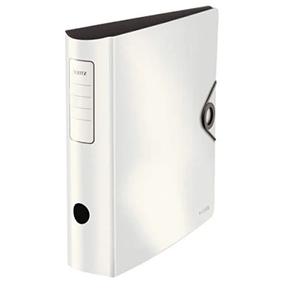 Image de Leitz 10471001 Classeur solide actif 180 A4 avec dos arrondi pour jusqu&#039;à 500 feuilles Largeur du environ 8,2 cm Fermeture élastique en polymousse durable Blanc