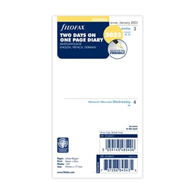 Image de Filofax Personal Two Days per Page 3 Language 2023 Diary