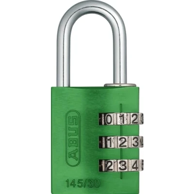Image de ABUS Cadenas à combinaison 145/30 Vert pour valises, casiers et bien plus encore. en aluminium code numérique réglable individuellement niveau de sécurité 3