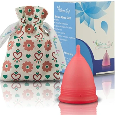 Image de Athena Cup La Coupe Menstruelle Plus Recommandée Comprend Un Sac Offert Taille 1, Rouge Transparent